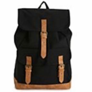 Black & tan canvas backpack